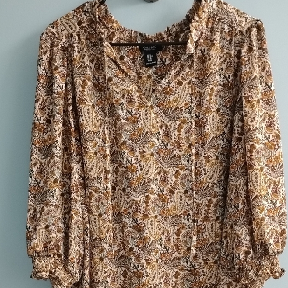 Finesse Tops - ⭐ Jones &CO Finesse Paisley Print Top in Brown and Cream Size 1X